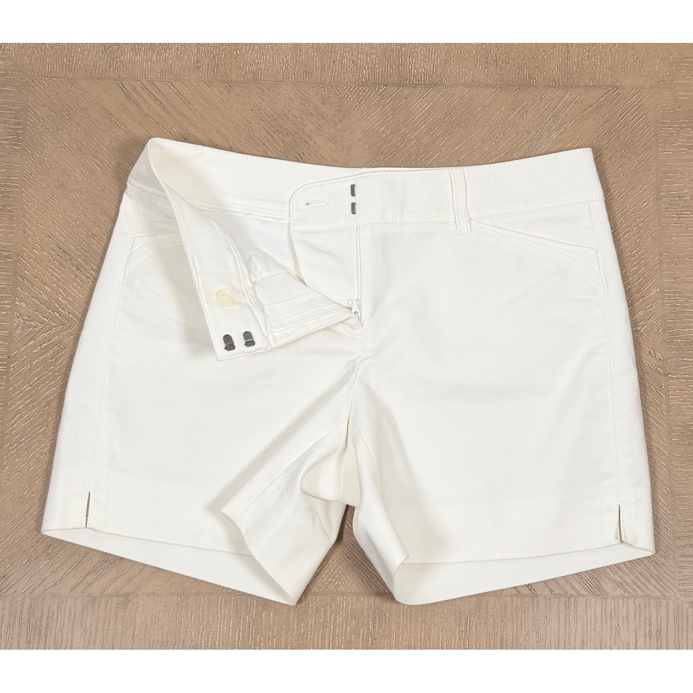 White House Black Market White Stretch Cotton Blend Shorts Size 0 - Picture 2 of 16